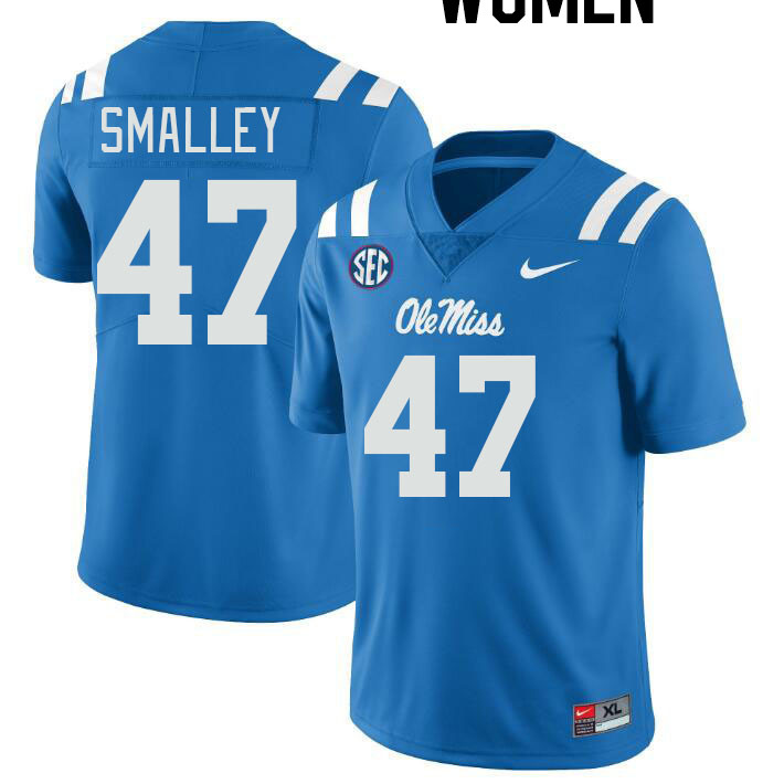 Women #47 Wyatt Smalley Ole Miss Rebels College Football Jerseyes Stitched Sale-Powder Blue